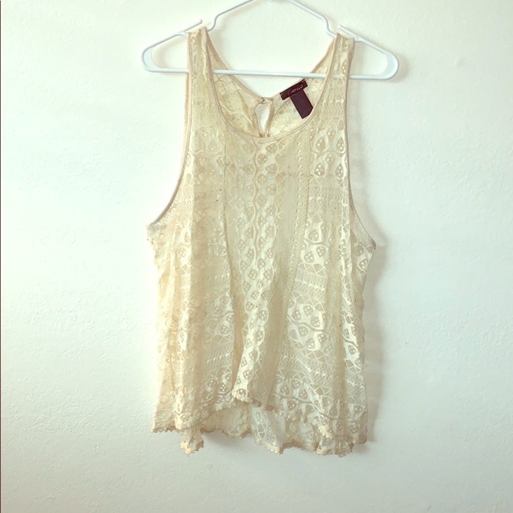 Lace Button Closure Tank Top